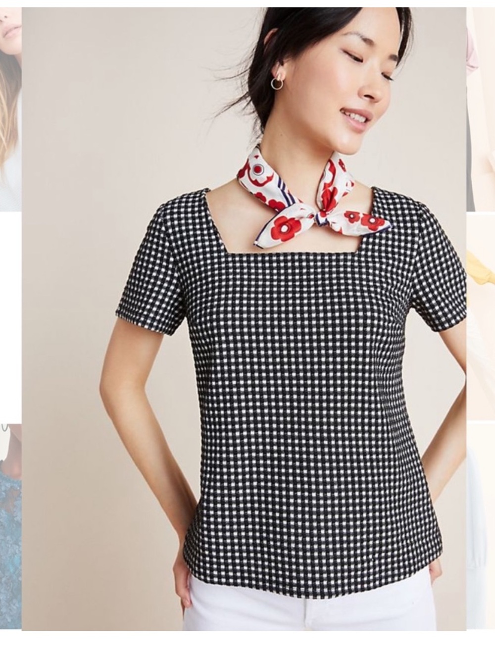 ANTHROPOLOGIE: Gingham Checkered Top